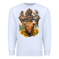 White Western Heifer Cow with crosses Premium Sweatshirt - LillyAllenDesigns