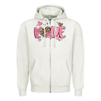 Oatmeal Heather love valentines day Zipper Hoodie - MaliasSmallBusiness