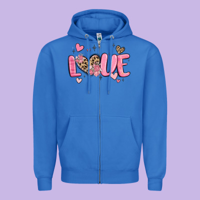 Love Valentines Day Zipper Hoodie Designed By Maliassmallbusiness