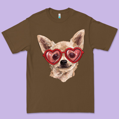 Premium Tee Chihuahua dog with love glasses