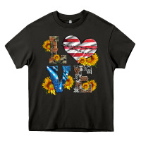 Asphalt love with sunflowers and usa flag Heavy Core Tee - Artiststas