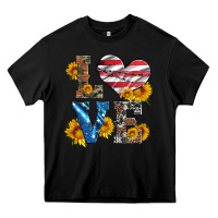 Black love with sunflowers and usa flag Heavy Core Tee - Artiststas