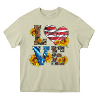 Mossy love with sunflowers and usa flag Heavy Core Tee - Artiststas