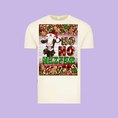 Christmas Ho Ho Ho Heifer Vintage Tee Designed By Artiststas