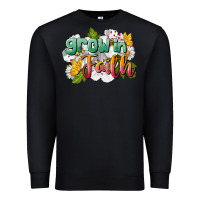 Black Grow In Faith Premium Sweatshirt - LillyAllenDesigns