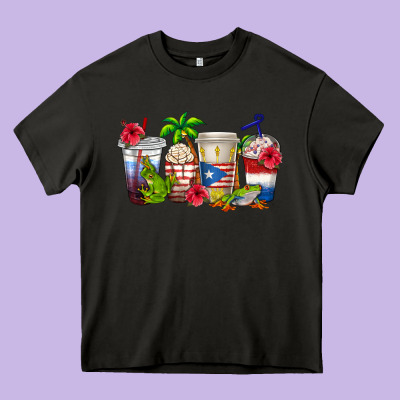 Puerto Rico Coffee Cups Heavy Core Tee Designed By Texasbilliewilder