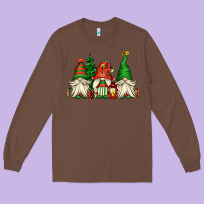 Christmas Gnomes Long Sleeve Tee Designed By Jasminsmagicworld