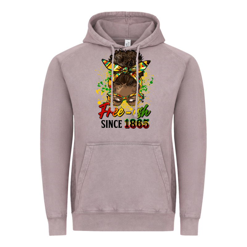 Free Ish Since 1865 Afro Messy Bun Vintage Hoodie by HRA Design Shop | Teevron