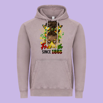Free Ish Since 1865 Afro Messy Bun Vintage Hoodie Designed By Hra Design Shop