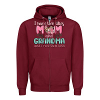 Burgundy i have two titles mom and grandma and i rock them Zipper Hoodie - MaliasSmallBusiness