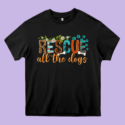 Rescue All The Dogs Heavy Core Tee Designed By Texasbilliewilder