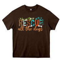 Chocolate Brown rescue all the dogs Heavy Core Tee - texasbilliewilder