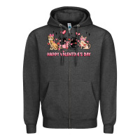 Charcoal Heather happy valentines day cats Zipper Hoodie - MaliasSmallBusiness