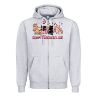 Heather Grey happy valentines day cats Zipper Hoodie - MaliasSmallBusiness
