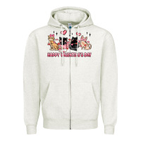 Oatmeal Heather happy valentines day cats Zipper Hoodie - MaliasSmallBusiness