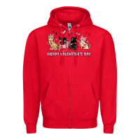 Red happy valentines day cats Zipper Hoodie - MaliasSmallBusiness