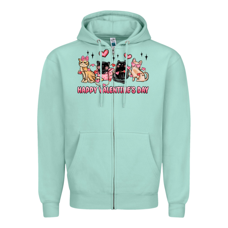 Happy Valentines Day Cats Zipper Hoodie by MaliasSmallBusiness | Teevron
