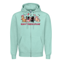 Seafoam happy valentines day cats Zipper Hoodie - MaliasSmallBusiness