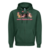 Sports Green happy valentines day cats Zipper Hoodie - MaliasSmallBusiness