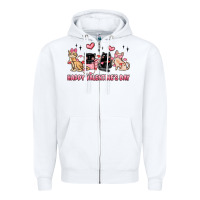 White happy valentines day cats Zipper Hoodie - MaliasSmallBusiness