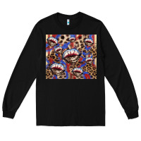 Black american flag lips leopard Long Sleeve Tee - NancyCooperArtShop