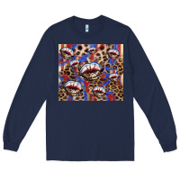 Navy american flag lips leopard Long Sleeve Tee - NancyCooperArtShop
