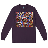 Plum american flag lips leopard Long Sleeve Tee - NancyCooperArtShop