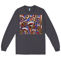 Smoke american flag lips leopard Long Sleeve Tee - NancyCooperArtShop