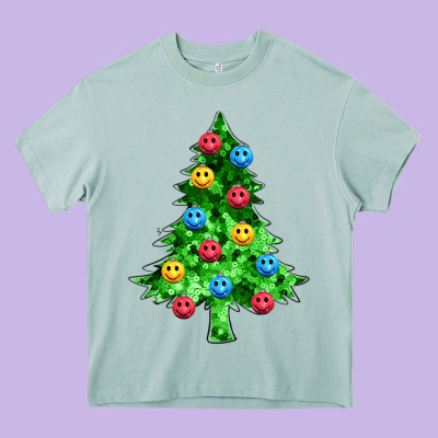 Sequin's Christmas Tree Heavy Core Tee Designed By Zillion Design Studio
