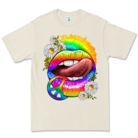 Bone rainbow lips with daisies Premium Tee - texasbilliewilder
