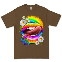 Cacao rainbow lips with daisies Premium Tee - texasbilliewilder