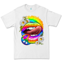 White rainbow lips with daisies Premium Tee - texasbilliewilder