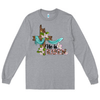Heather Grey he is risen cross Long Sleeve Tee - BarkalooDesign