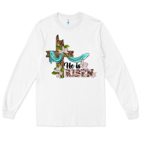 White he is risen cross Long Sleeve Tee - BarkalooDesign