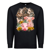 Black Western Pigs with Crosses Premium Sweatshirt - LillyAllenDesigns