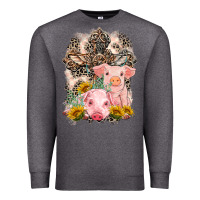 Charcoal Heather Western Pigs with Crosses Premium Sweatshirt - LillyAllenDesigns