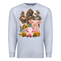 Heather Grey Western Pigs with Crosses Premium Sweatshirt - LillyAllenDesigns