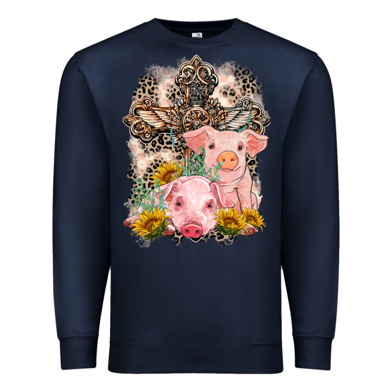 Western Pigs With Crosses Premium Sweatshirt by LillyAllenDesigns | Teevron