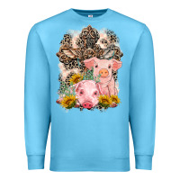 Ocean Blue Western Pigs with Crosses Premium Sweatshirt - LillyAllenDesigns
