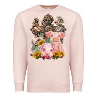 Pale Pink Western Pigs with Crosses Premium Sweatshirt - LillyAllenDesigns