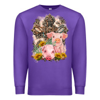 Purple Western Pigs with Crosses Premium Sweatshirt - LillyAllenDesigns