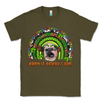 Army Green Western Happy St. Patrick's Day Cow Rainbow Classic Tee - Artiststas