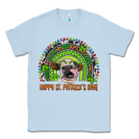 Dusty Blue Western Happy St. Patrick's Day Cow Rainbow Classic Tee - Artiststas