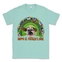 Seafoam Western Happy St. Patrick's Day Cow Rainbow Classic Tee - Artiststas