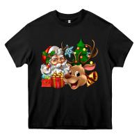 Black santa and reindeer Heavy Core Tee - Zillion Design Studio