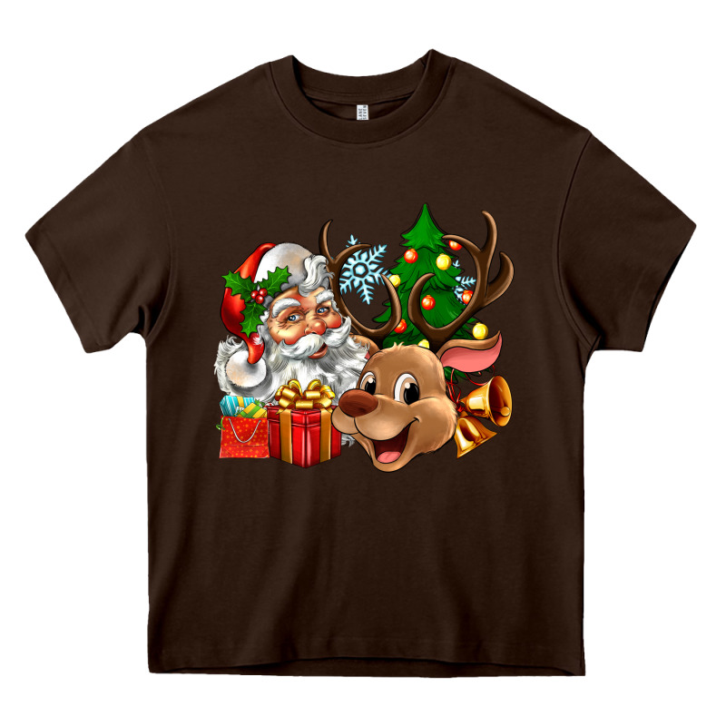 Santa And Reindeer Heavy Core Tee by Zillion Design Studio | Teevron