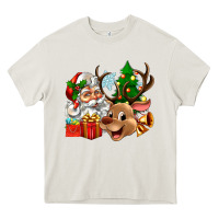 Cream santa and reindeer Heavy Core Tee - Zillion Design Studio