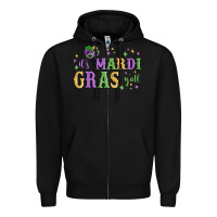 Black it's mardi gras y'all Zipper Hoodie - MaliasSmallBusiness