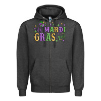 Charcoal Heather it's mardi gras y'all Zipper Hoodie - MaliasSmallBusiness