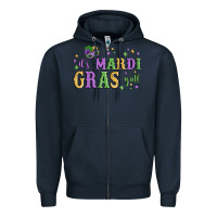 Navy it's mardi gras y'all Zipper Hoodie - MaliasSmallBusiness